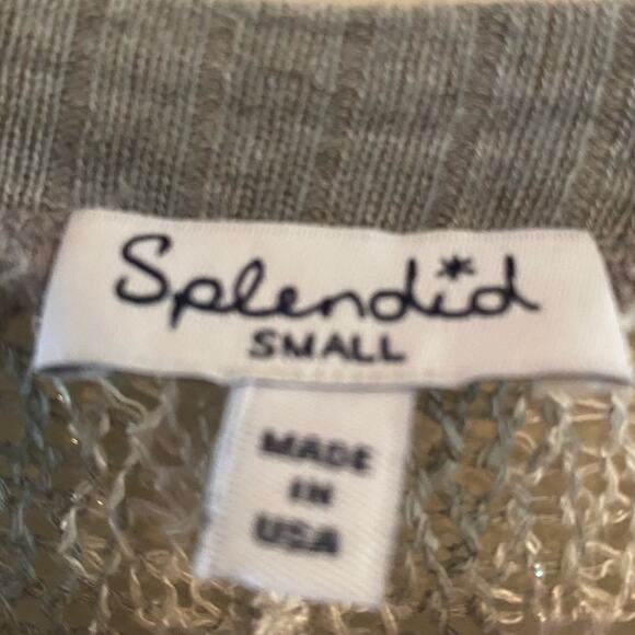 Splendid Lightweight Striped Metallic Sweater 3/4 length Sleeves - Picture 4 of 5